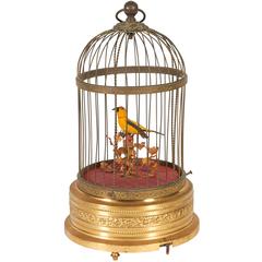 Karl Griesbaum German Brass Singing Bird Cage Music Box, Marked Kg Ken-D