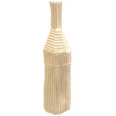 Porcelain Handmade Corrugated Small Vase, Italy, Contemporary