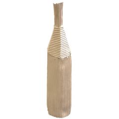 Handmade White Ceramic Corrugated Medium Vase, Italy, Contemporary