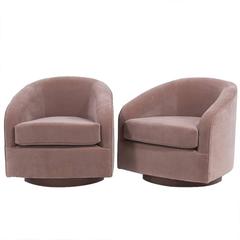Pair of Swivel Velvet Upholstered Armchairs, 1970s 2