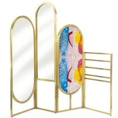Rare Example of Room Divider with a Floor Mirror 3
