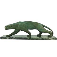 Art Deco Bronze Sculpture of Panther by Secondo