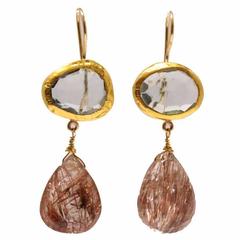 Blue Topaz and Rutilated Red Quartz