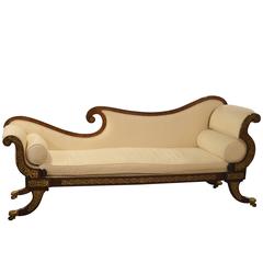 Regency Rosewood Brass Inlaid Chaise Longue