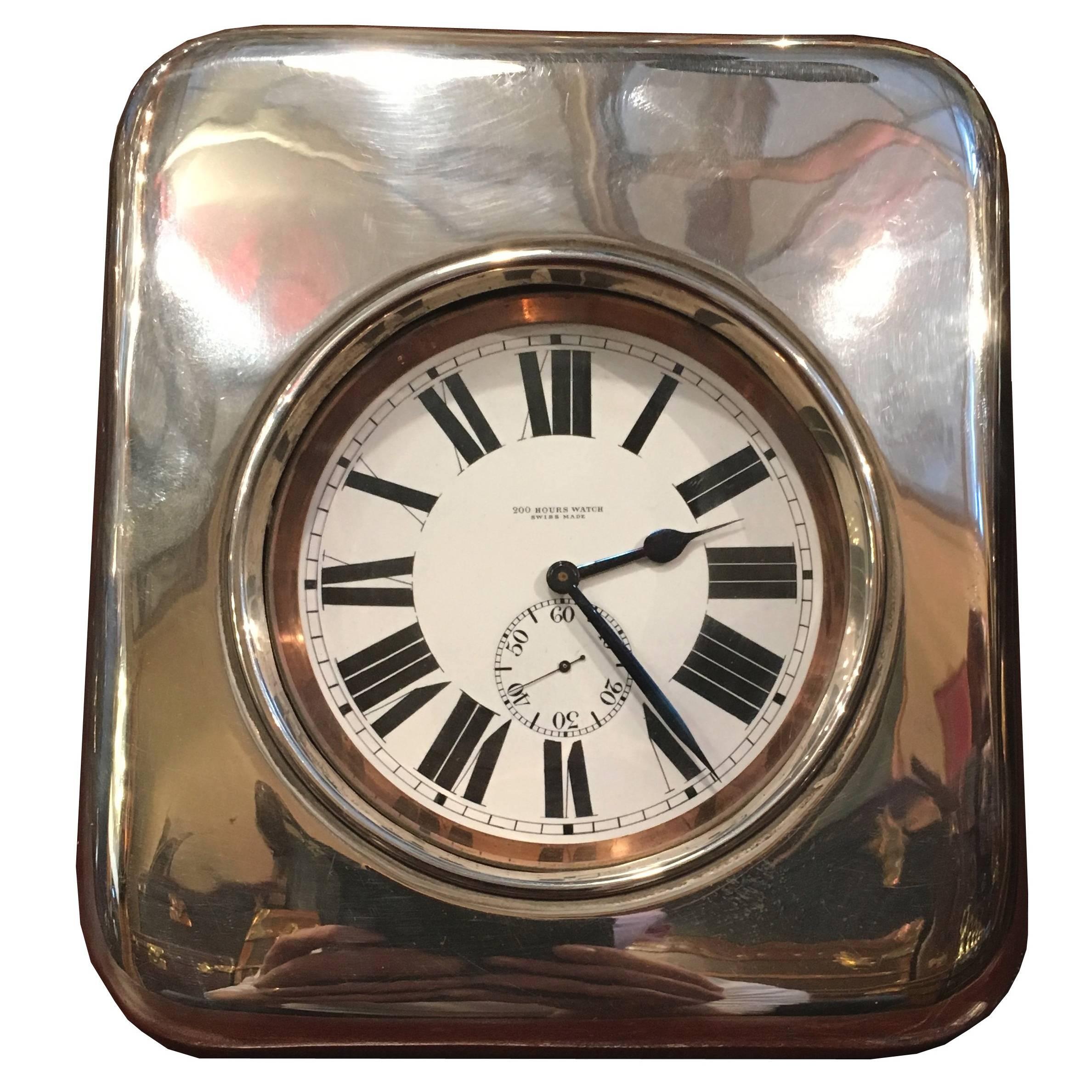 Large Sterling Silver Crocodile Skin Goliath Clock For Sale
