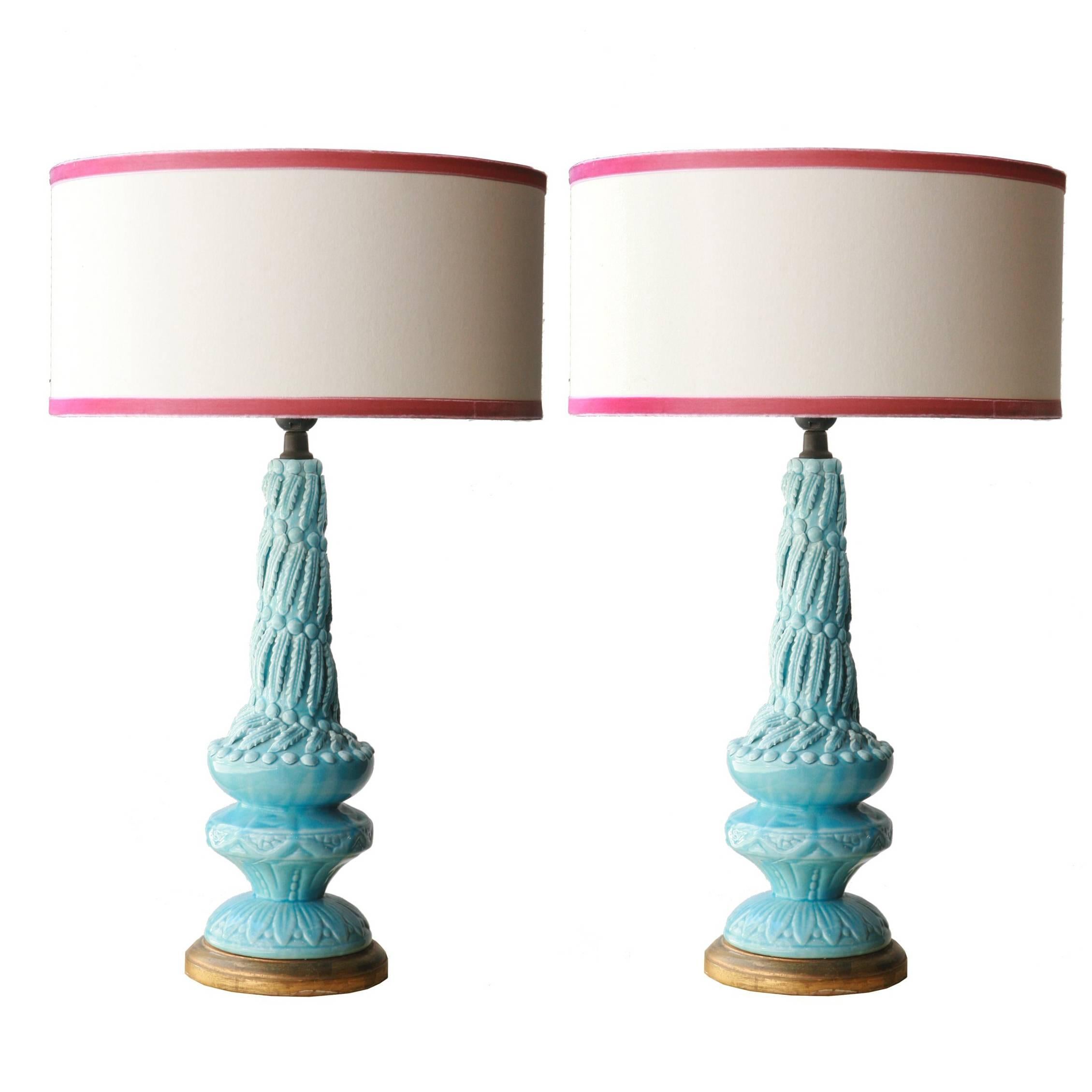 Pair of Manises Lamps