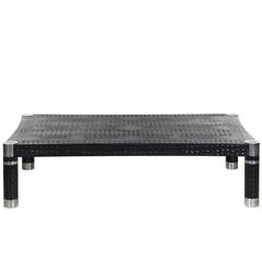 Karl Springer Embossed Crocodile Print Leather and Chrome Coffee Cocktail Table 5