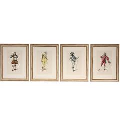 Set of Four Custom Framed Comedia Lithographs in Color