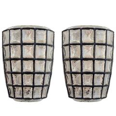 Pair of German Iron and Bubble Glass Sconces Wall Lights by Limburg, 1960s 12