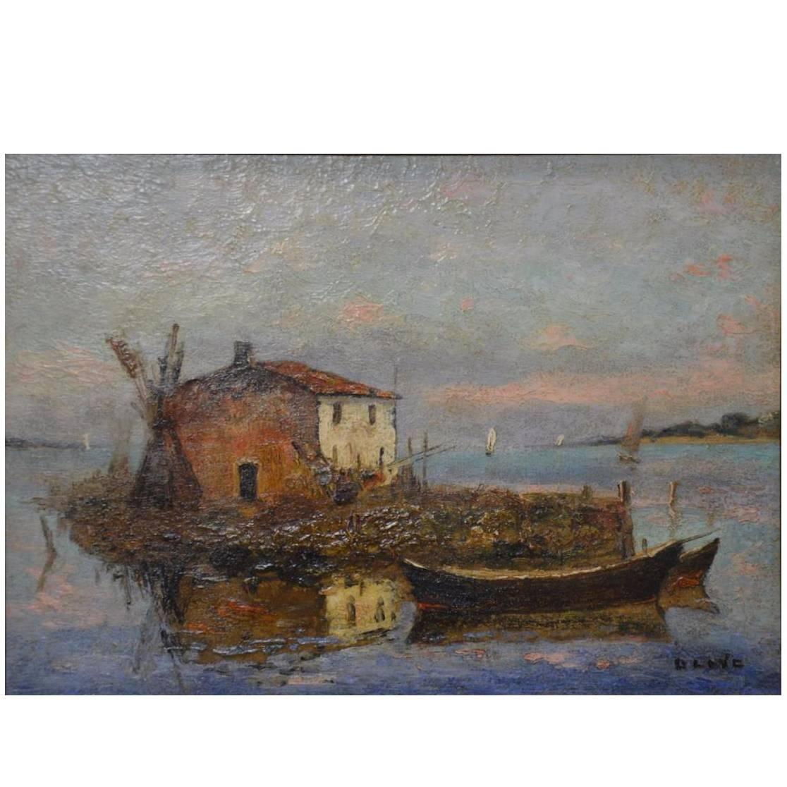 Painting "Martigues" by Henri Olive Des Martigues For Sale