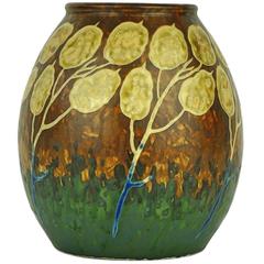 Art Deco Keramis Stoneware Boch Vase with Dried Honesties