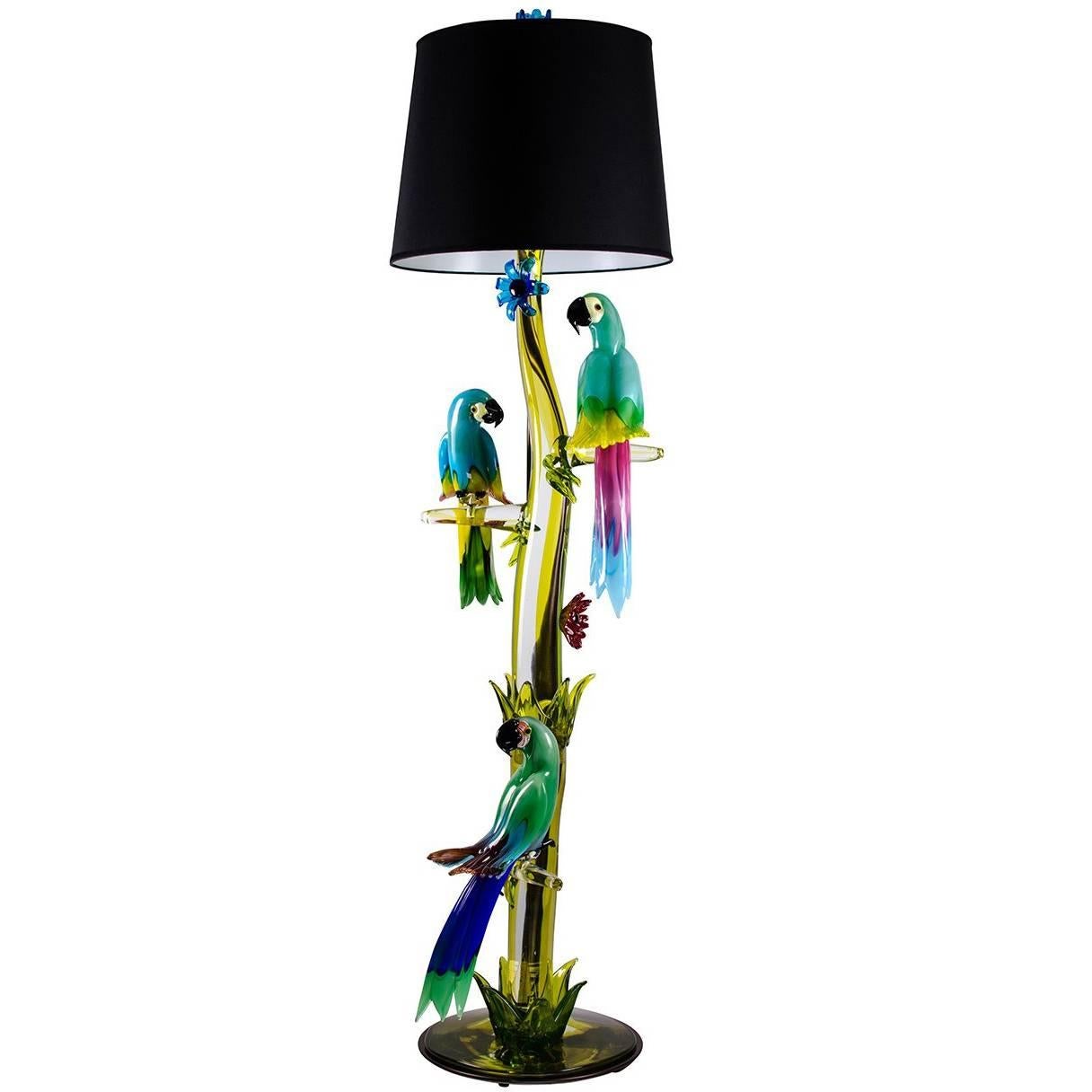 Murano Glass Parrot Floor Lamp