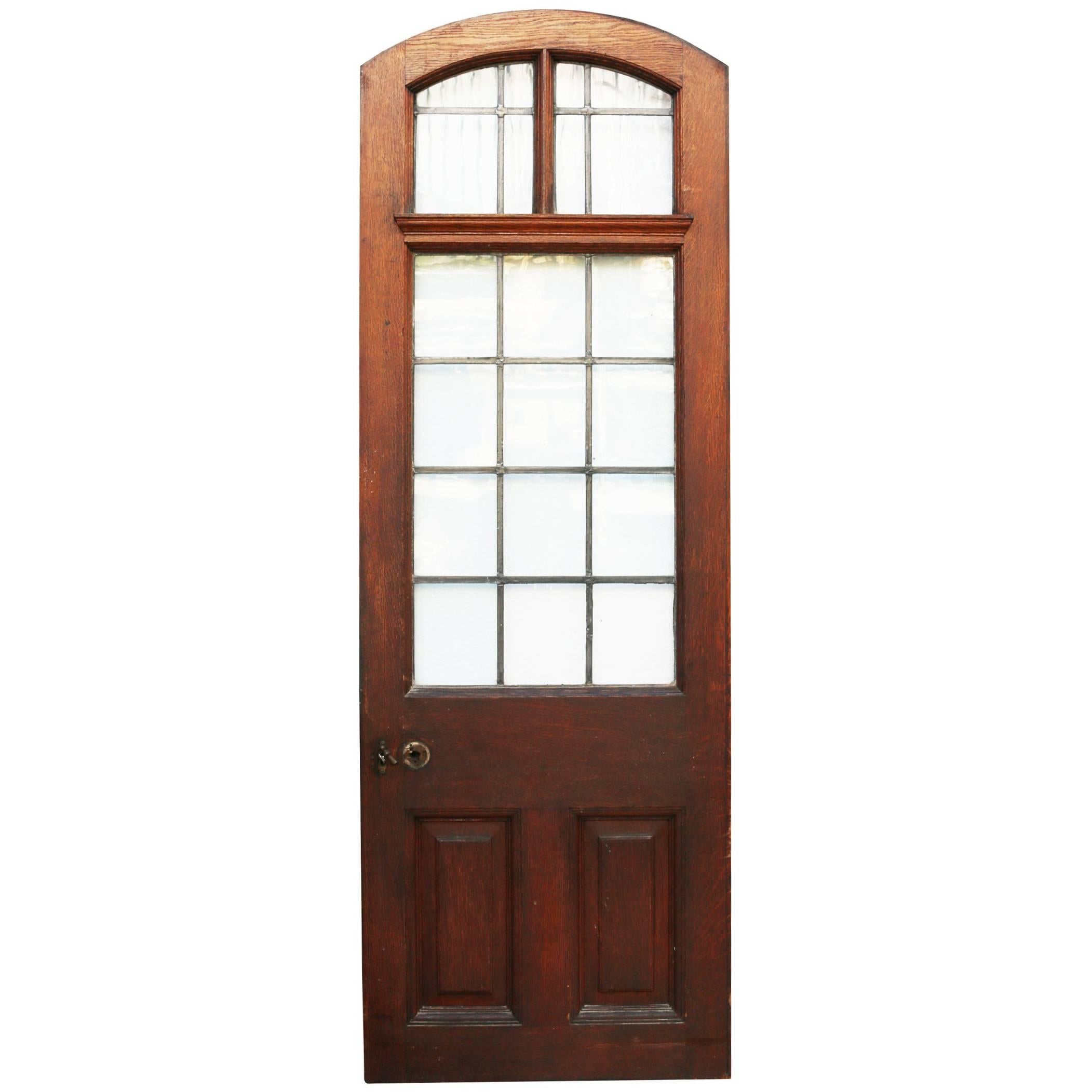Antique Edwardian Arched Oak Exterior Doors, circa 1900
