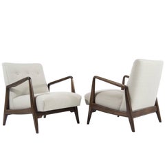Jens Risom Walnut Lounge Chairs
