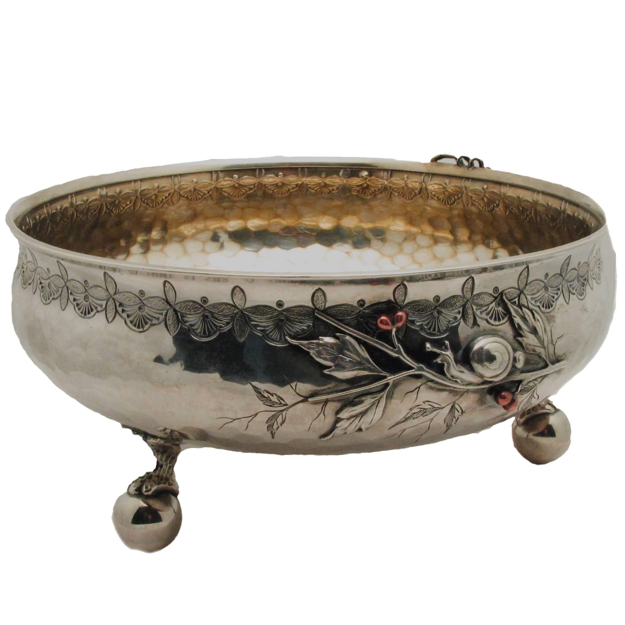 19th Century Whiting Japanese Inspired Silver Footed Bowl