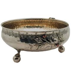 Antique 19th Century Whiting Japanese Inspired Silver Footed Bowl