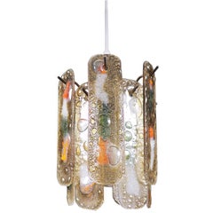 1960 Petite Pendant Lamp Multicolor Murano Glass & Brass