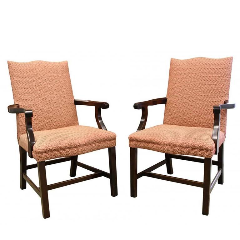Pair of Custom English Style Mahogany Armchairs For Sale at 1stdibs