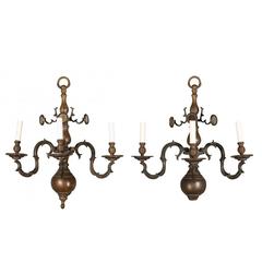 Pair of Antique Brass Wall Sconces