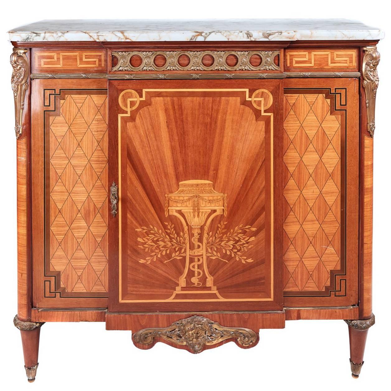 19th Century French Kingwood Marquetry and Parquetry Cabinet