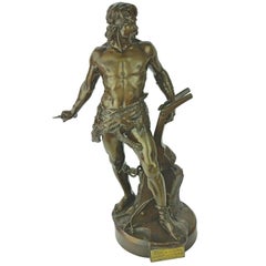 Romantic French Bronze Gallic Warrior Sculpture by E.A. Boisseau