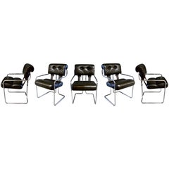 Set of Five Tucroma Pace Chairs in Olive Green by Guido Faleschini 4