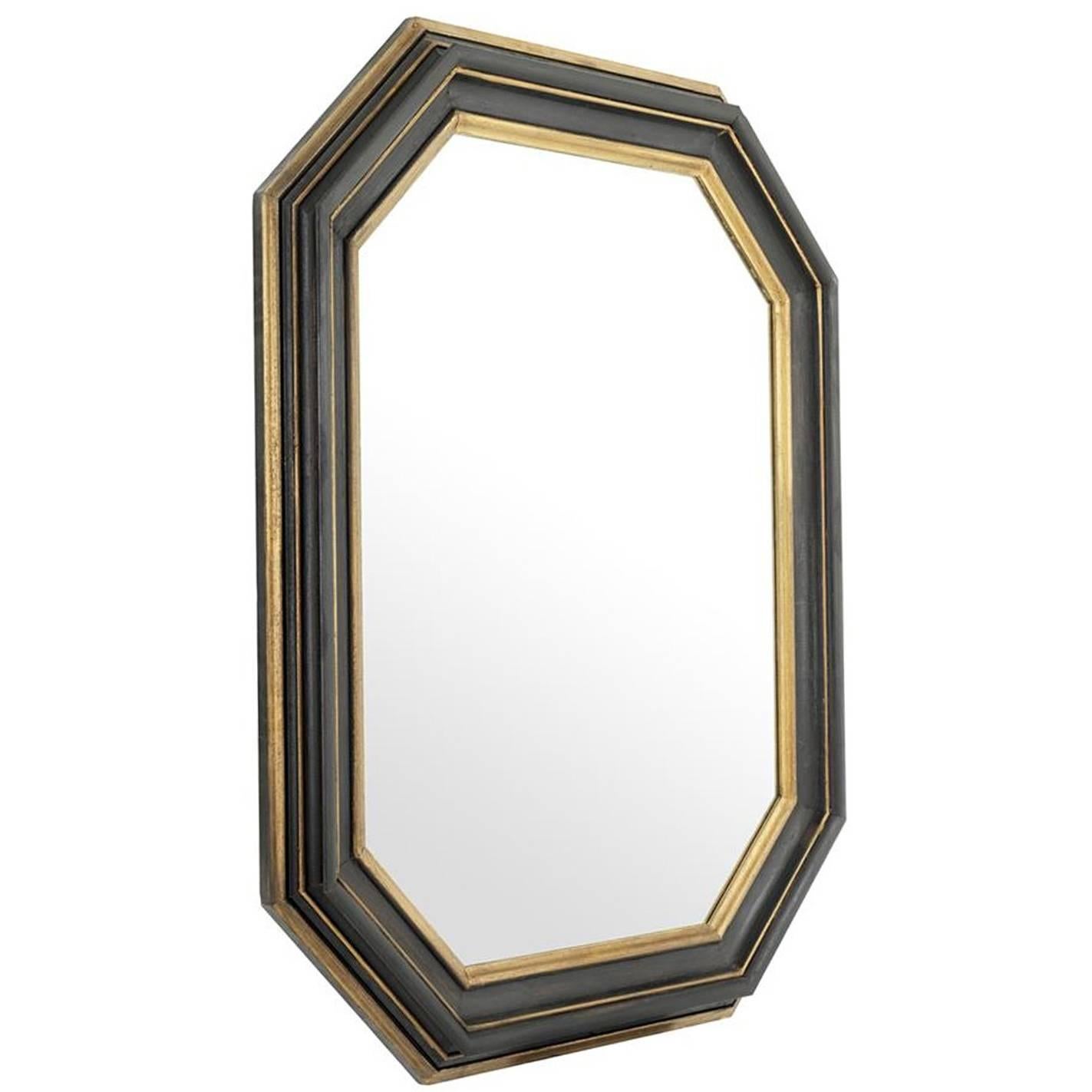 Black Vintage Mirror in Antique Gold Finish