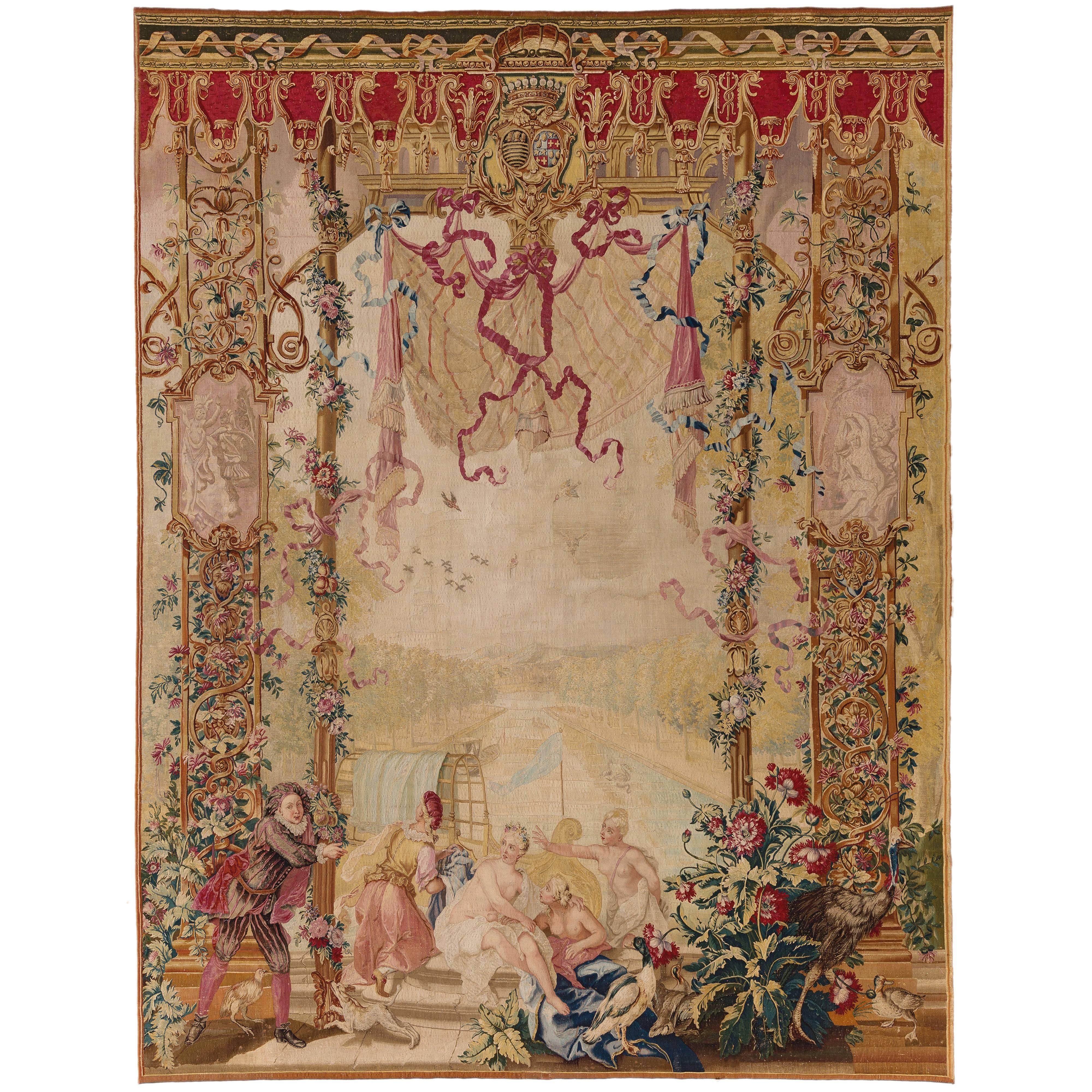 18th Century French Beauvais Tapestry, "Scapin and the Bathers" For Sale