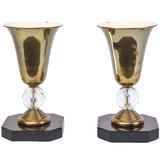 Chic Pair of Art Deco Urn Lamps