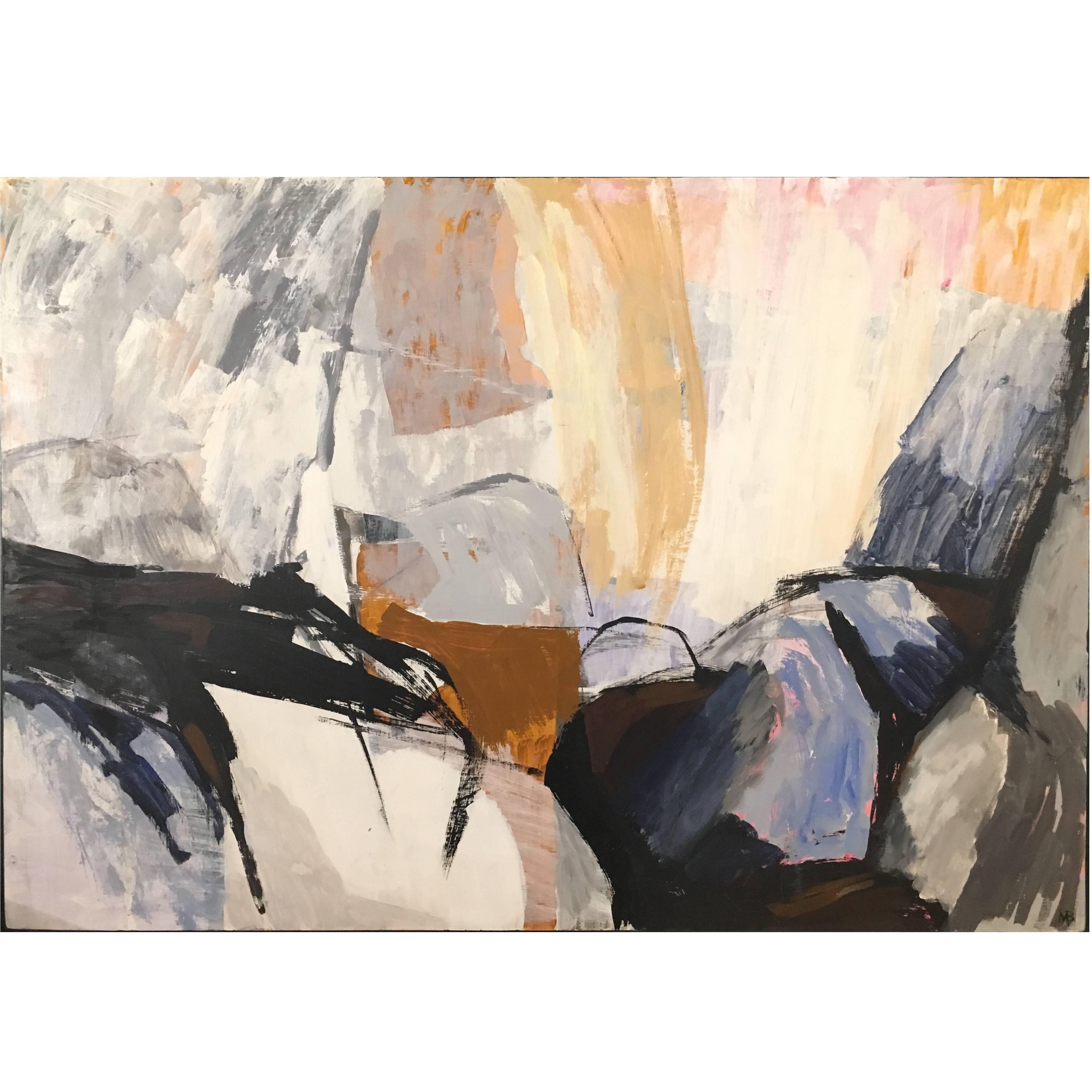 Signed "Mariette Bevington" Titled Monadnock, Mid-Century Abstract Painting For Sale