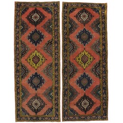 Pair of Vintage Oushak Runners with Modern Style