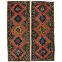 Pair of Vintage Oushak Runners with Modern Style 7