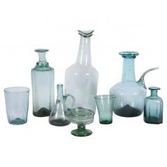Collection of Eight European 15th-16th Century Green Glass Vessels