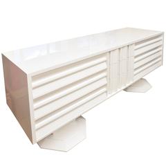 White Lacquer over Wood Sculptural Dresser or Cabinet