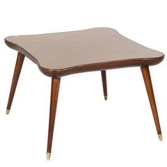 1940s Mid-Century Coffee Table , Gio Ponti atributed, in Walnut whis Glass Top 