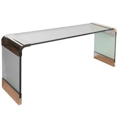 Pace Collection Nickel Silver and Original Glass Waterfall Console Table