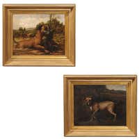 Antique Hunting Dog Painting by Maurice Etienne Dantan at 1stdibs