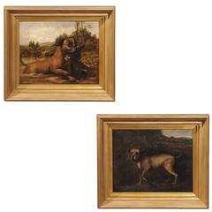 Pair of English Dog Oil Paintings from the Late 19th Century in Hunting Scenes 4