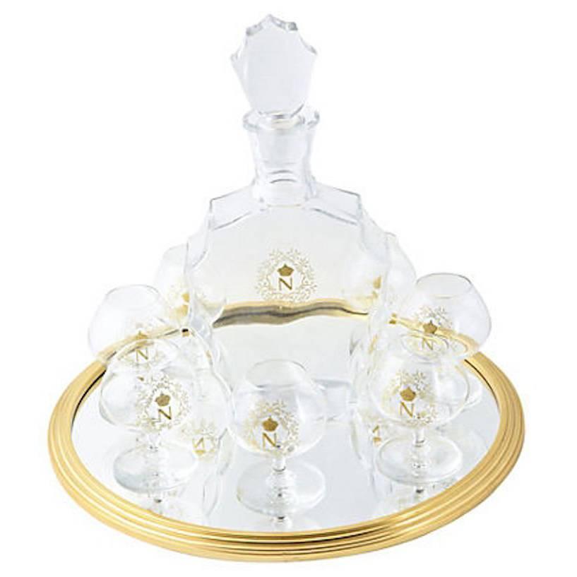 Baccarat Napoleon Decanter and Brandy Set with Tray