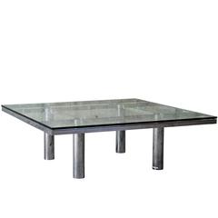 Tobia Scarpa "Andre" Coffee Table, Chrome-Plated Steel and Glass for Knoll, 1967