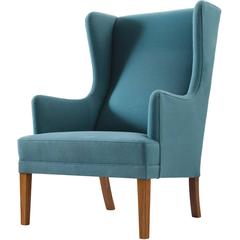 Blue Danish Lounge Chair with Ottoman 11