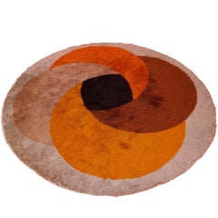 1970s Circular Wool Rug in the Style of Verner Panton