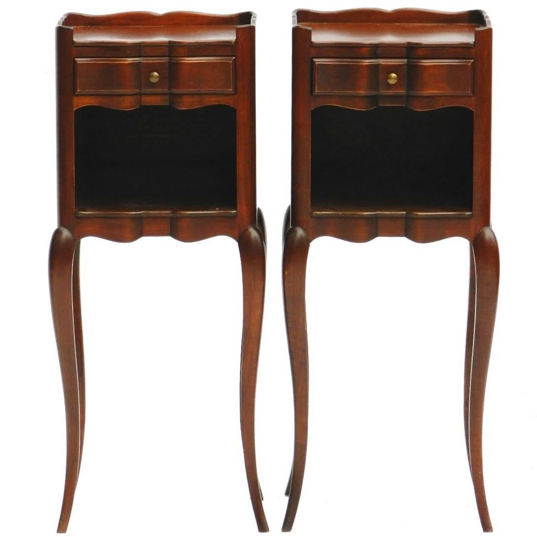 Pair of Nightstands Bedside Tables French Diminutive Louis Rev Side Cabinets