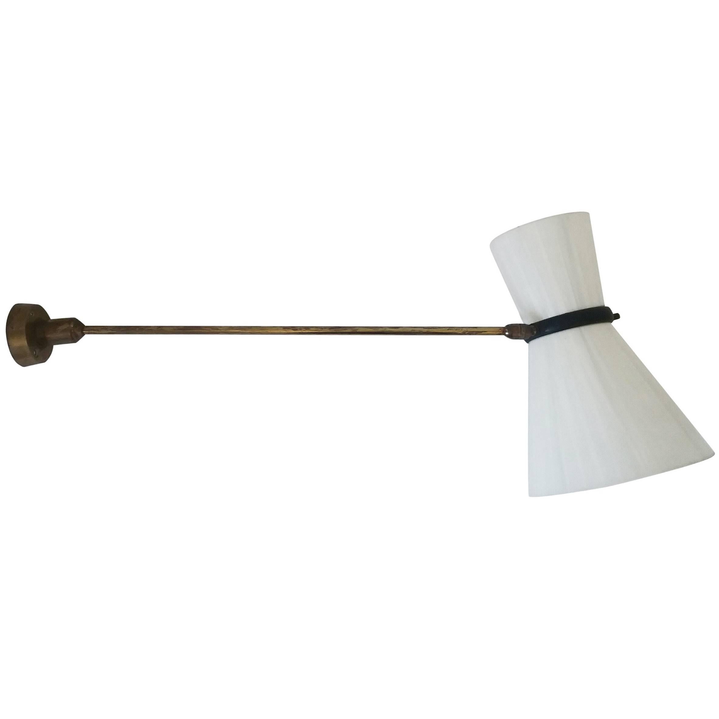 1950s Rare Swing Arm Wall Lamp Designed by Maurice Flachet French Decorator For Sale