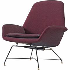 Augusto Bozzi Newly Upholstered Purple Adjustable Easy Chair for Saporiti 10