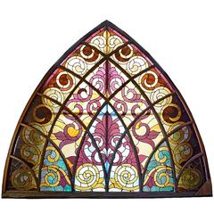 Large Arched Victorian Stained Glass Window