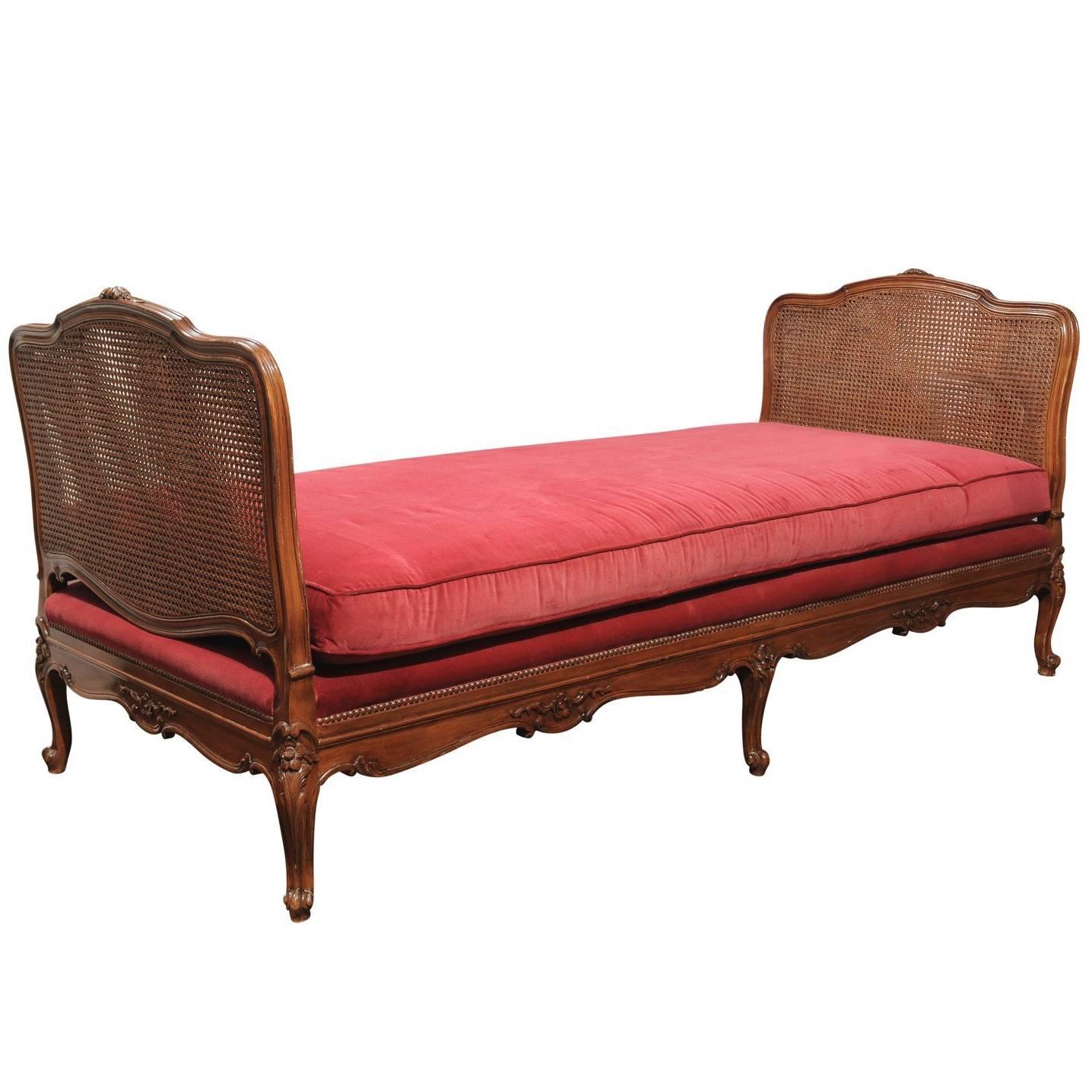 19th Century Cane and Walnut Daybed