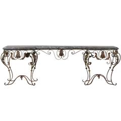 Louis XV Iron Console with Marble Top