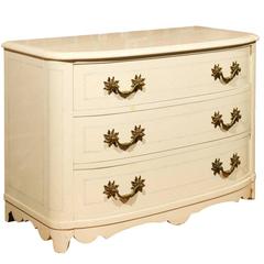 Ivory Lacquer Bow Front Commode