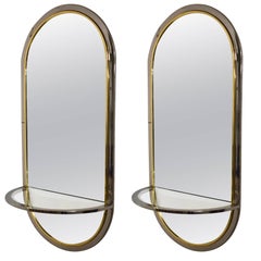 Pair of Oval Wall Mounted Mirror Consoles, USA, circa 1970 7